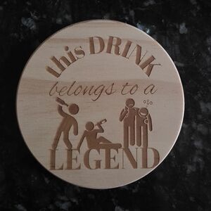 ***NEW***ENGRAVED***Legendary Drink Coaster - Brown